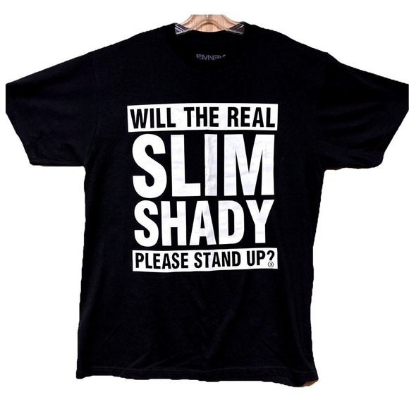 Eminem Other - Eminem Slim Shady Graphic T-Shirt Mens L Black White Rap tee Marshall Mathers